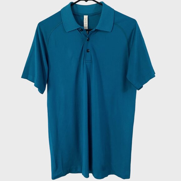 Lululemon Metal Vent Tech Polo Shirt Teal Men's Medium San Jose Sharks Logo - Picture 1 of 12